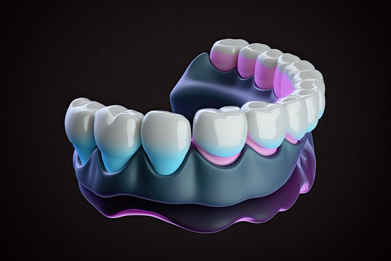 a digital model of a full mouth dental implant arch.